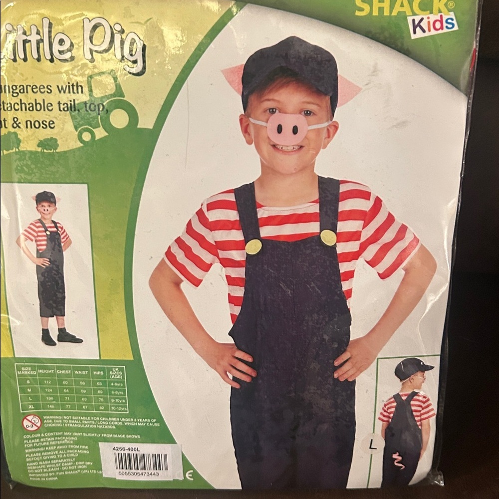 New Fun Shack Kids dress up storybook Character costume Little pig unisex Large